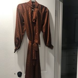 Brown wirh black polka dots dress